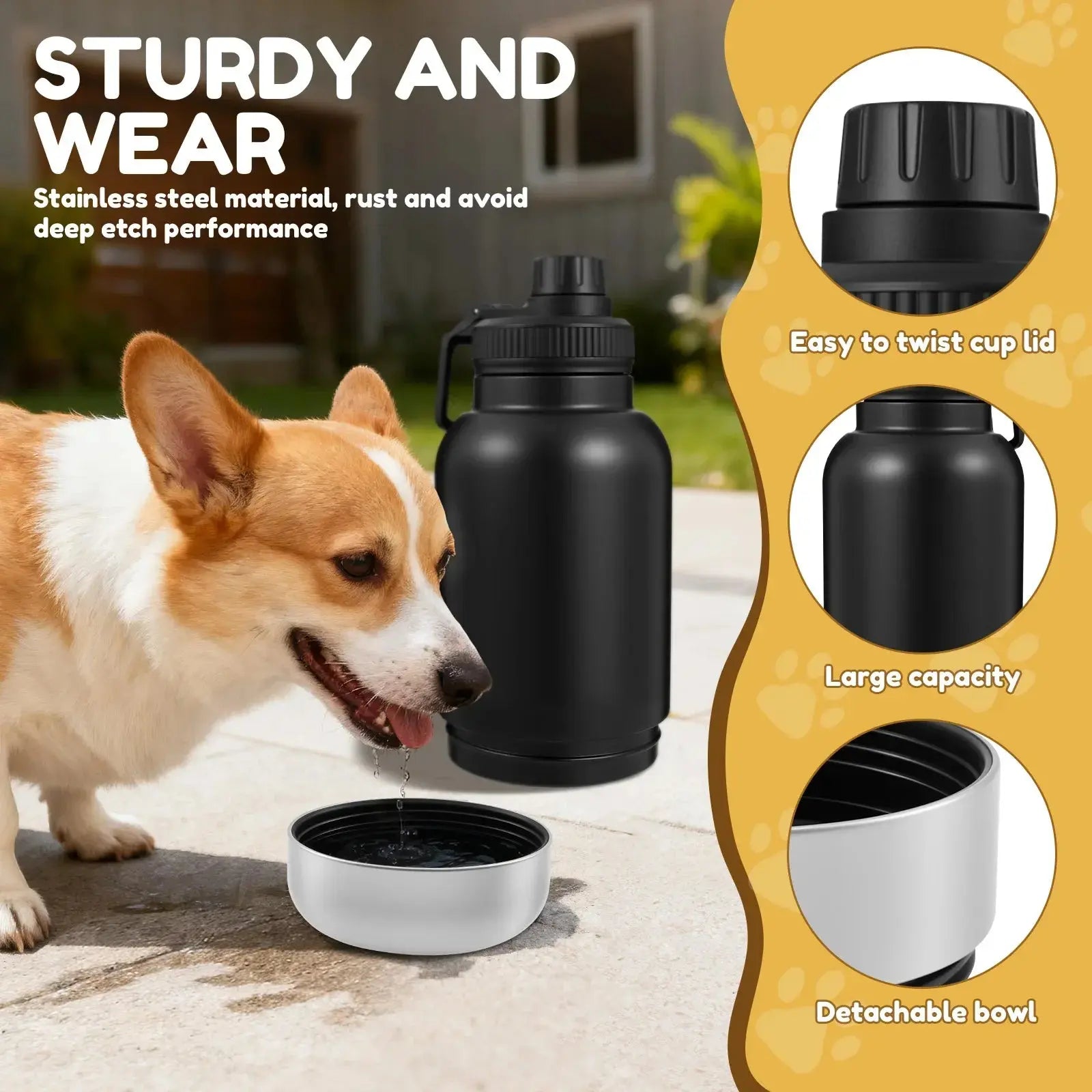 32 oz Capacity Portable Dog Water Bottle 3 in 1 Leak Proof Dog Travel Water Bottle with 2 Detachable Bowls for Walking Hiking CobraDobra