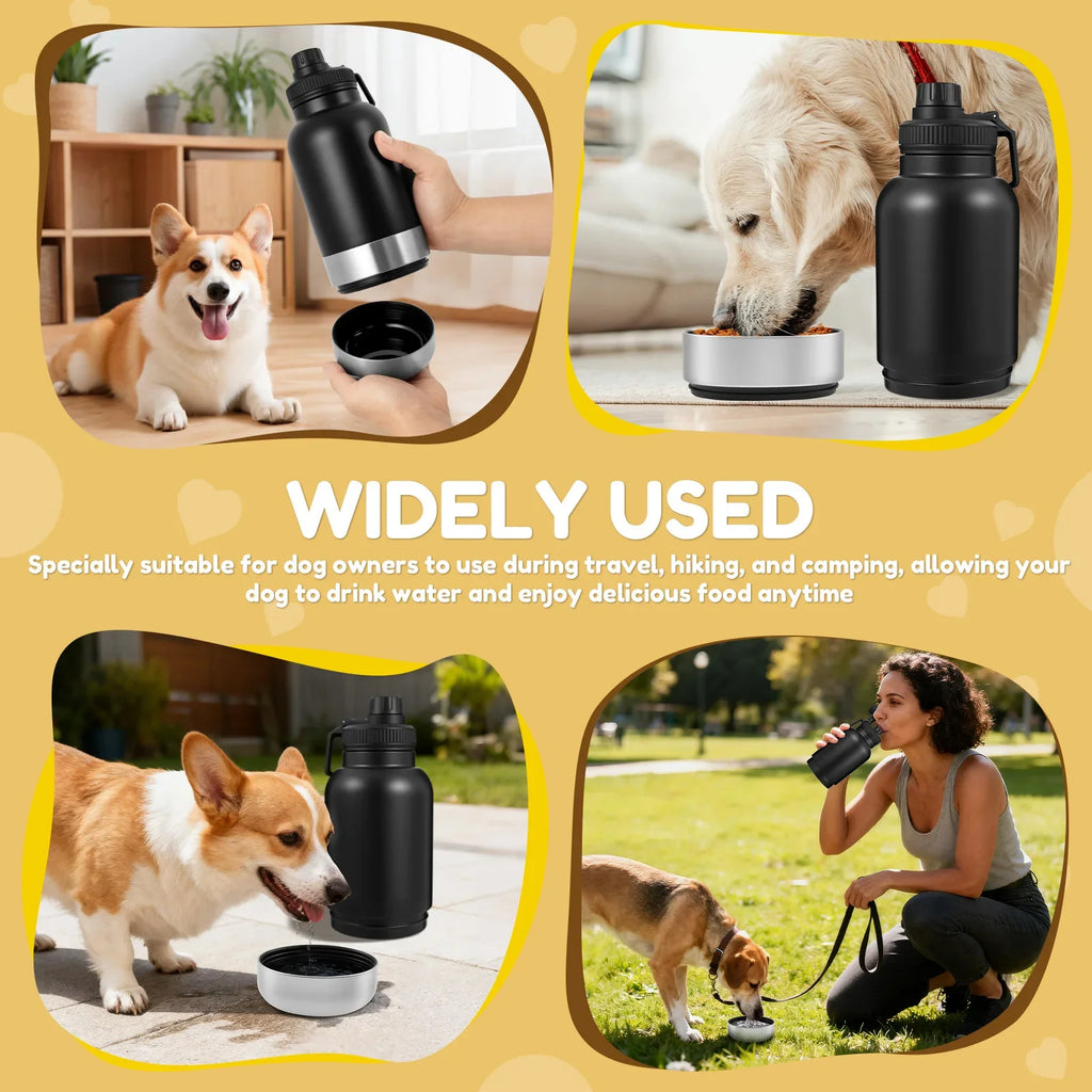 32 oz Capacity Portable Dog Water Bottle 3 in 1 Leak Proof Dog Travel Water Bottle with 2 Detachable Bowls for Walking Hiking CobraDobra