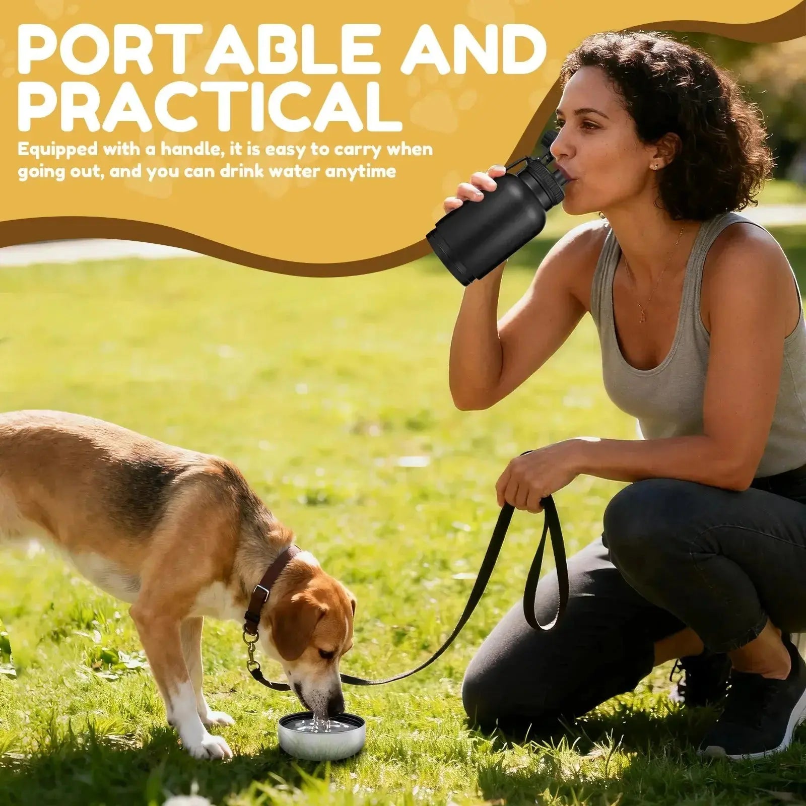 32 oz Capacity Portable Dog Water Bottle 3 in 1 Leak Proof Dog Travel Water Bottle with 2 Detachable Bowls for Walking Hiking CobraDobra